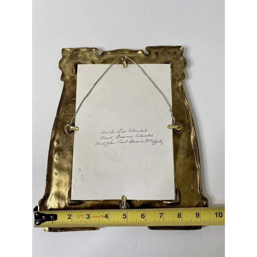 European Style Art Nouveau Brass‎ Metal Frame Vintage Girl Geese Floral Accents